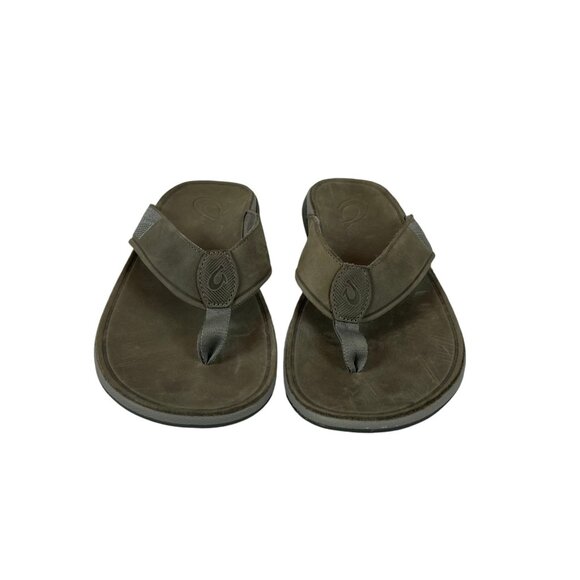 Olukai Tuahine Sandal Thongs Flip Flop Shoes Sz 10 Mens Leather Brown